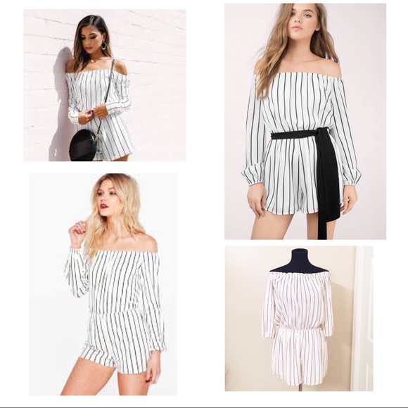 🆕 Black and White Striped Romper - Picture 3 of 6